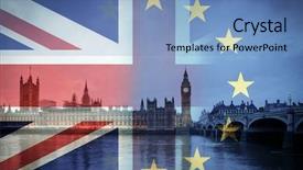  Presentation with brexit - Colorful slide deck enhanced with conservative - flags of uk and eu backdrop and a teal colored foreground