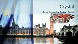  Presentation with brexit - Slide deck having conservative - flags of uk and eu background and a sky blue colored foreground