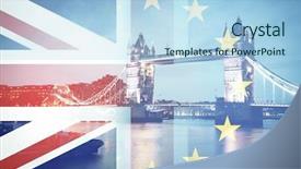  Presentation with brexit - Presentation design consisting of conservative - flags of uk and eu background and a light blue colored foreground