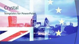  Presentation with brexit - Theme enhanced with conservative - flags of uk and eu background and a cool aqua colored foreground