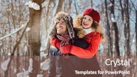  Presentation with man and woman - PPT theme consisting of conservative - man carrying his woman piggyback background and a violet colored foreground