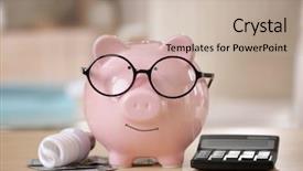  Presentation with power bank - Colorful PPT theme enhanced with conservative - saving electric power concept ceramic backdrop and a mint green colored foreground