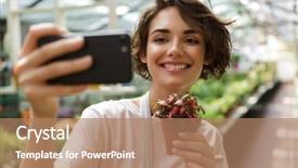  Presentation with cute flower heart - Slides with conservatory - photo of beautiful cute woman background and a coral colored foreground