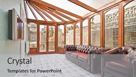  Presentation with leather - Presentation theme having conservatory extension of a family background and a light gray colored foreground