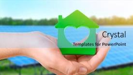  Presentation with energy savings - Slide deck having conserve electricity - energy savings concept female hand background and a light blue colored foreground