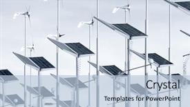  Presentation with solar wind energy - PPT theme consisting of conserving energy with wind generators background and a light blue colored foreground