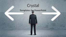  Presentation with shot arrows - Amazing PPT theme having consideration - businessman in doubt having backdrop and a light gray colored foreground