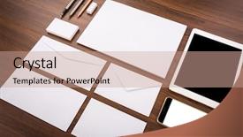  Presentation with business cards - Amazing theme having consist of business cards letterhead backdrop and a coral colored foreground