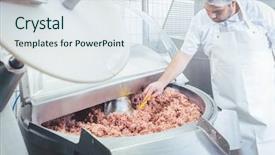  Presentation with butcher - Presentation theme having consistent - butcher checking minced meat background and a sky blue colored foreground