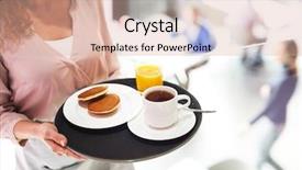  Presentation with catering service waitress on duty - Amazing PPT theme having consistent - close-up of unrecognizable waitress carrying backdrop and a lemonade colored foreground