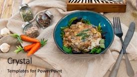  Presentation with turkey - Theme with consistent - moussaka oriental dish common background and a coral colored foreground