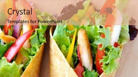  Presentation with healthy - Colorful PPT theme enhanced with consisting of a chicken burrito backdrop and a coral colored foreground