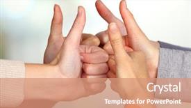  Presentation with human - Colorful presentation design enhanced with consoidation - human hands on bright background backdrop and a coral colored foreground