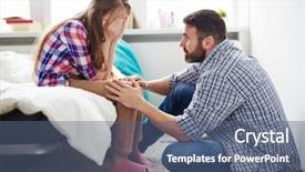  Presentation with supporting - Audience pleasing presentation theme consisting of console - father supporting his daughter backdrop and a ocean colored foreground