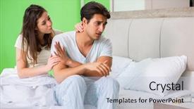  Presentation with young woman diagnosis of sti - Beautiful slides featuring console - young woman consoling disappointed impotent backdrop and a light blue colored foreground