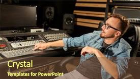  Presentation with recording studio mixing console - PPT theme consisting of console in sound recording studio background and a tawny brown colored foreground