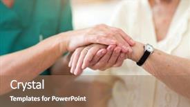  Presentation with elderly - Audience pleasing slide set consisting of consoles - nurse consoling her elderly patient backdrop and a coral colored foreground