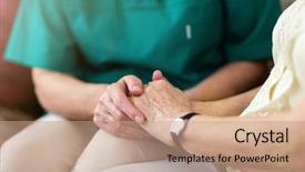  Presentation with elderly - Beautiful slide set featuring consoles - nurse consoling her elderly patient backdrop and a coral colored foreground
