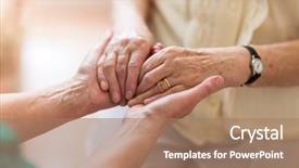  Presentation with elderly - Audience pleasing presentation theme consisting of consoles - nurse consoling her elderly patient backdrop and a coral colored foreground