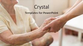  Presentation with elderly - PPT theme having consoles - nurse consoling her elderly patient background and a lemonade colored foreground