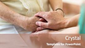  Presentation with elderly - Beautiful slide set featuring consoles - nurse consoling her elderly patient backdrop and a coral colored foreground