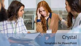  Presentation with farewell party for colleague - Presentation design consisting of consoling their colleague during presentation background and a  colored foreground