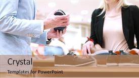  Presentation with new balance shoes - Cool new PPT theme with consommateur emotion - man changing look with new backdrop and a coral colored foreground