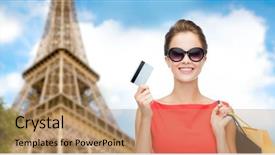  Presentation with eiffel tower - Audience pleasing theme consisting of consommateur touristique - people finances tourism travel backdrop and a coral colored foreground