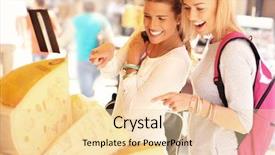  Presentation with food market - Presentation design enhanced with consommateur touristique - picture of two tourists shopping background and a  colored foreground