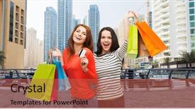  Presentation with credit card - Slides featuring consommateur touristique - shopping sale tourism and people background and a red colored foreground