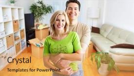  Presentation with real estate - Beautiful slide set featuring consort - happy couple at home real backdrop and a yellow colored foreground