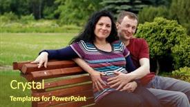  Presentation with young happy couple - Slide deck featuring consort - young happy couple woman expecting background and a tawny brown colored foreground