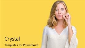  Presentation with lips mouth - Theme consisting of conspiracy - beautiful young elegant woman background and a  colored foreground