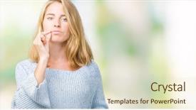  Presentation with lips mouth - Theme enhanced with conspiracy - beautiful young woman wearing blue background and a  colored foreground