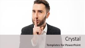  Presentation with vernier caliper bearing isolated - Amazing theme having conspiracy - portrait of a serious bearded backdrop and a  colored foreground