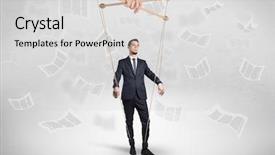  Presentation with employee - PPT theme consisting of conspiracy - puppet employee controlled background and a light gray colored foreground