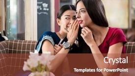  Presentation with sharing - Beautiful slide deck featuring conspiracy - young woman whispering gossip backdrop and a red colored foreground