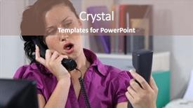  Presentation with receptionist - Beautiful presentation theme featuring constant - annoyed receptionist answering ringing phones backdrop and a  colored foreground