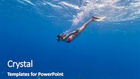  Presentation with deep blue - Colorful PPT layouts enhanced with constant - freediver woman descends into deep backdrop and a dark gray colored foreground