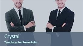  Presentation with business growth - Slide set consisting of constant - portrait in full growth background and a  colored foreground