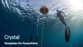  Presentation with divers - PPT layouts with constant - two free divers training open background and a navy blue colored foreground