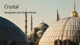  Presentation with istanbul - PPT layouts enhanced with constantinople - beautiful suleymaniy mosque in istanbul background and a light gray colored foreground
