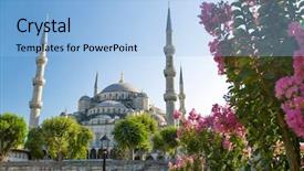  Presentation with turkey - Beautiful slide set featuring laptop and card showing okay backdrop and a coral colored foreground