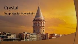  Presentation with istanbul bosphorus bridge turkey - Slides having constantinople - galata tower in istanbul turkey background and a coral colored foreground