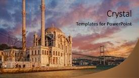  Presentation with istanbul - Theme with constantinople - iconic view of istanbul background and a seafoam green colored foreground