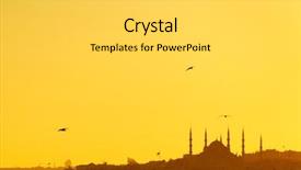  Presentation with middle east - Theme enhanced with constantinople - majestic mosque at sunset background and a light gray colored foreground