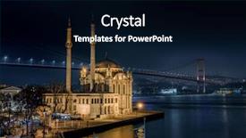  Presentation with istanbul bosphorus bridge turkey - Theme featuring constantinople - ortakoy mosque and the bosphorus background and a black colored foreground