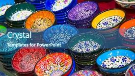  Presentation with ceramics - PPT theme having constantinople - traditional turkish ceramics background and a ocean colored foreground