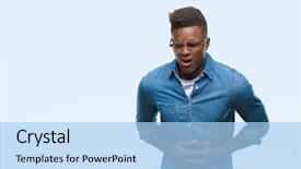  Presentation with african american - PPT theme with constipation disease - young african american man background and a light blue colored foreground