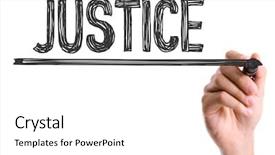  Presentation with marker - Amazing PPT theme having marker writing the word justice backdrop and a white colored foreground
